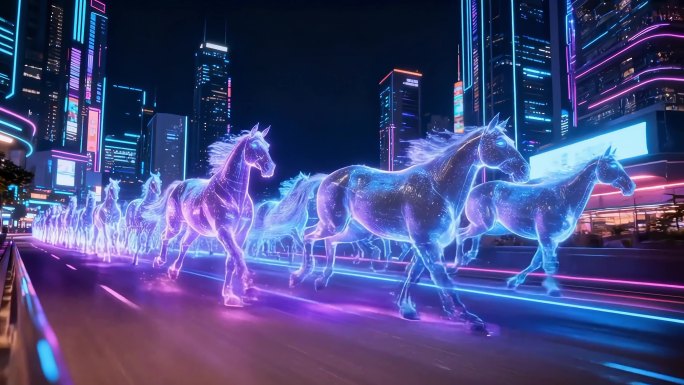 科技马赛博朋克万马奔腾
