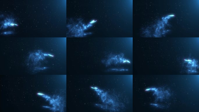 4K 蝴蝶拖尾蓝色粒子舞台背景动态视频