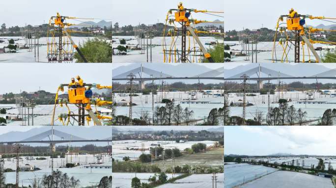 电力工人高空带电作业