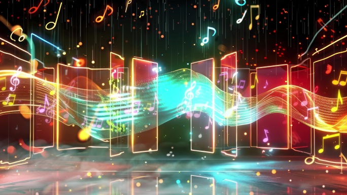 炫彩音乐音符舞台背景