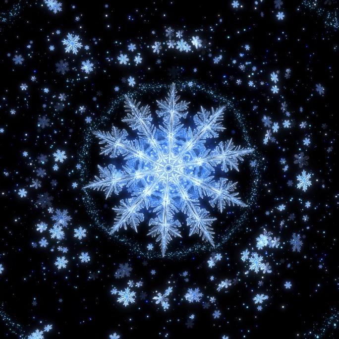 唯美雪花粒子扩散地面互动投影