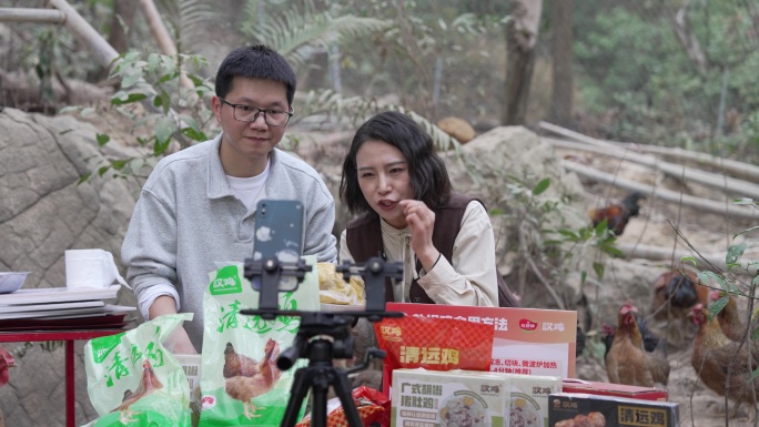 户外直播卖清远鸡产品