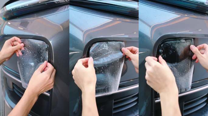 汽车门把手贴膜教程