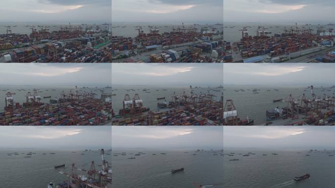 深圳蛇口港日落航拍