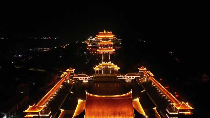 古建群夜景航拍 湄洲岛妈祖庙 南轴线5