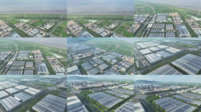 航拍新能源产业园全景4k