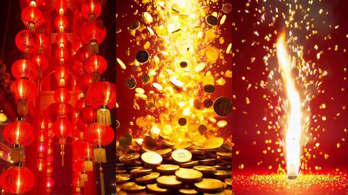 【竖屏9：16】国潮新春赛博霓虹新年背景