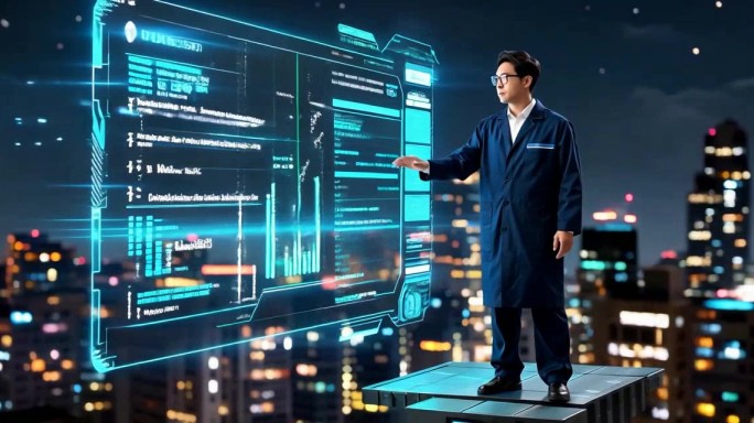 夜景城市全息科技互动