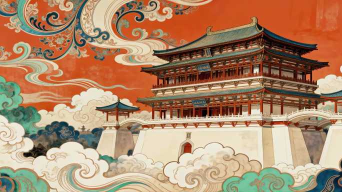 5K宽屏国潮古风祥瑞 敦煌传统元素背景