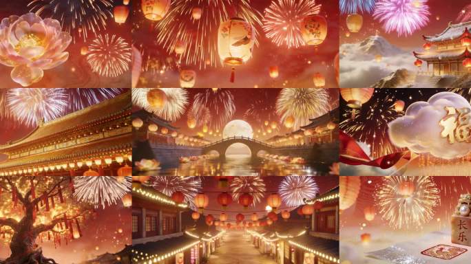 马年春节传统新年喜庆中国风元宵节喜庆背景