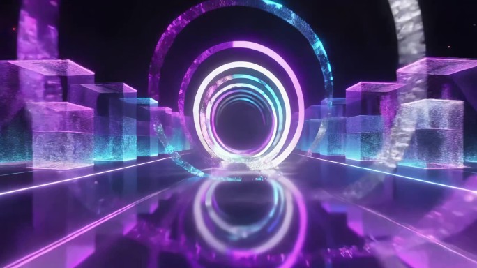 赛博朋克抽象背景科技图形空间穿梭
