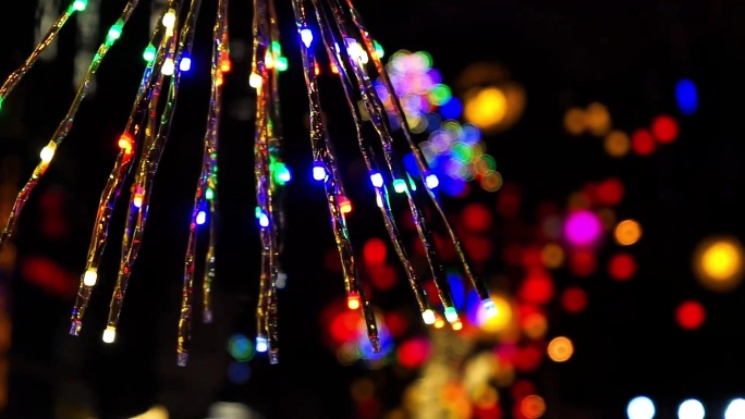 新年素材彩色流光装饰灯效节日氛围动态彩灯