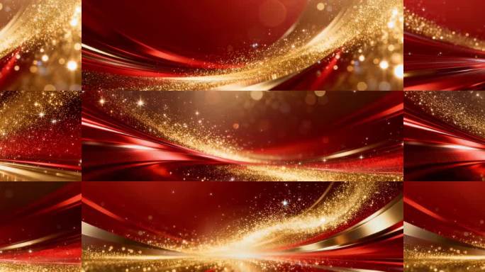 红金粒子流LED宽屏动态素材
