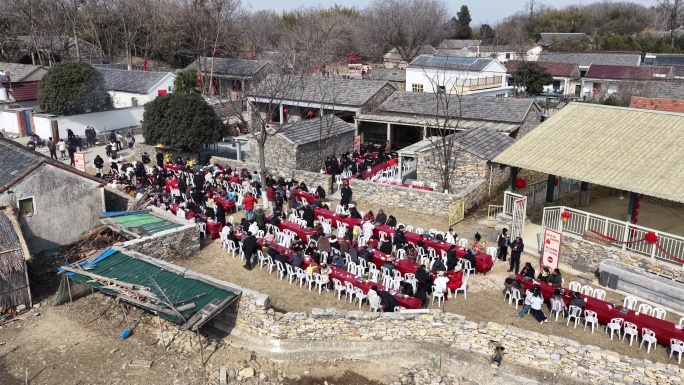 乡村喜宴航拍场景