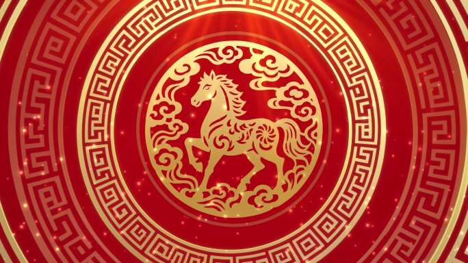 马年红色中国风喜庆背景循环