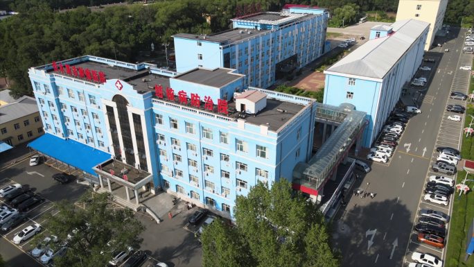 佳木斯肿瘤医院蓝色医院大楼航拍