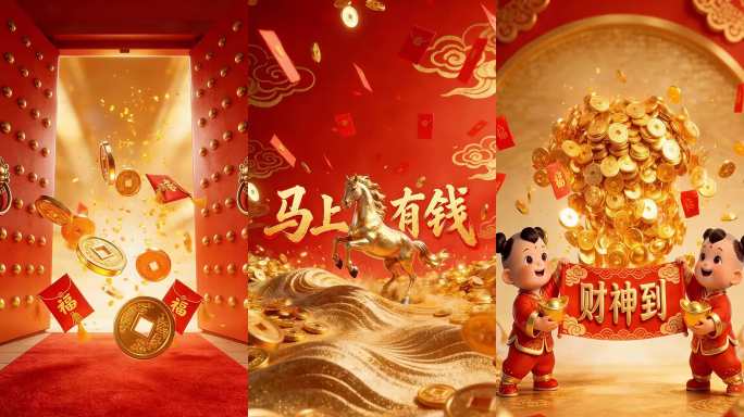 手机版2026新年开门红大吉财神祝福