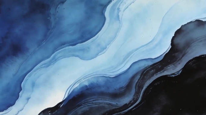 蓝黑水墨流动宽屏