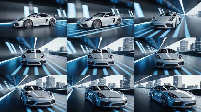 未来感跑车城市穿行
