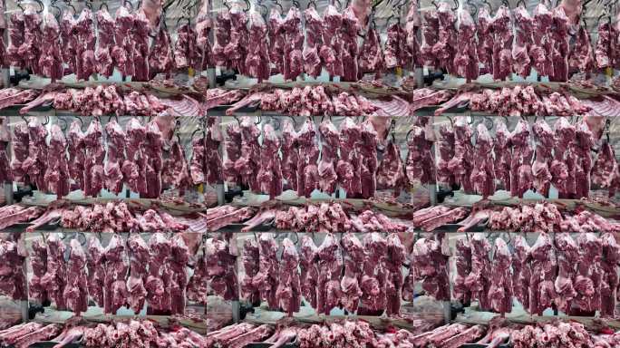 新春年货农贸市场整羊羊肉羊排摊位烟火气