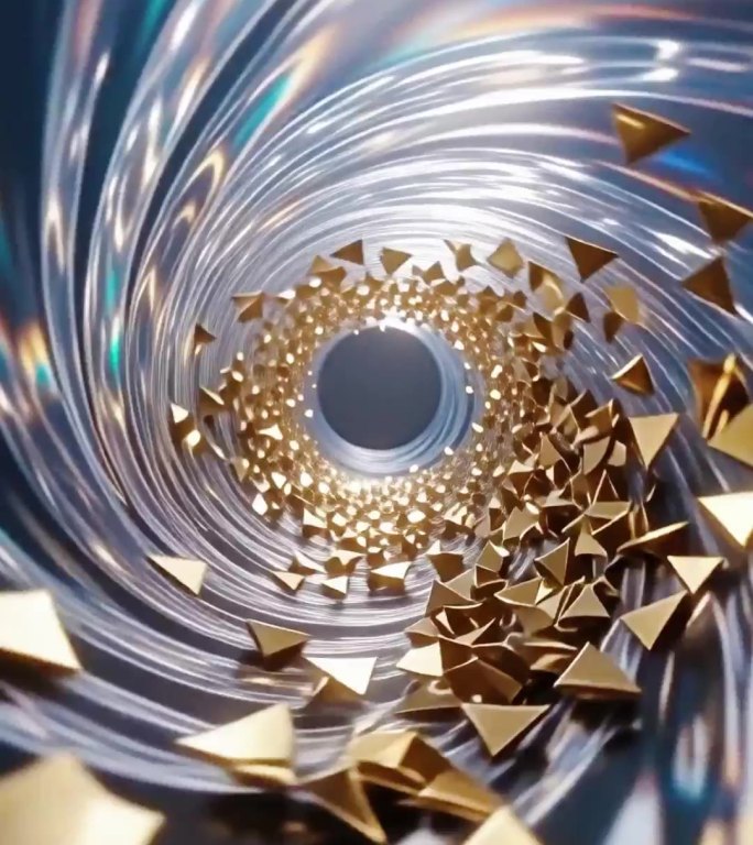 金色亮片旋涡粒子通道竖屏背景视频