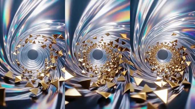金色亮片旋涡粒子通道竖屏背景视频