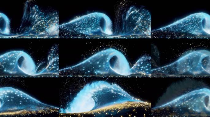 蓝色星光浪花特效