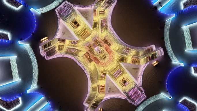 第二十七届哈尔滨冰雪大世界航拍夜景