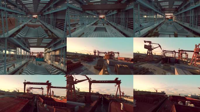 现代造船厂作业场景
