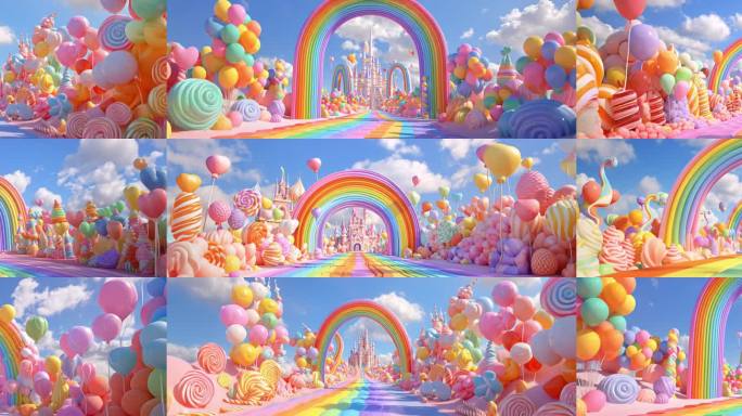 爱你-王心凌舞蹈背景粉色可爱卡通彩虹背景