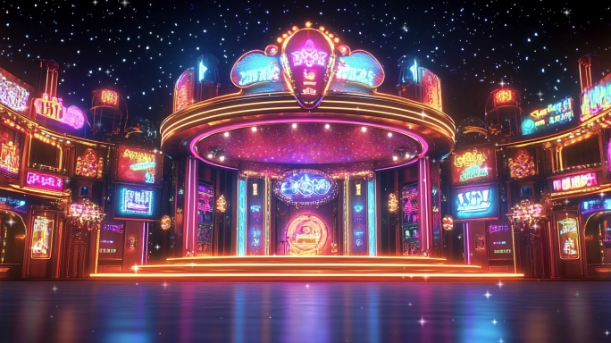 老上海舞厅百乐门夜上海舞台背景6K