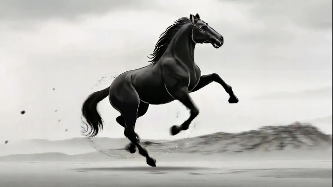 马年书与奔马动画