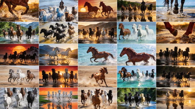 马年开场万马奔腾策马奔腾马奔跑马踏水花