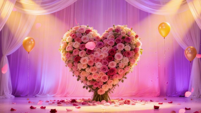浪漫心形花束婚礼背景