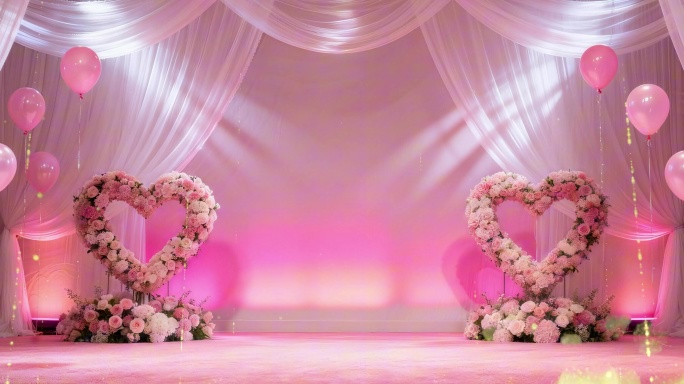 粉色浪漫婚礼舞台背景