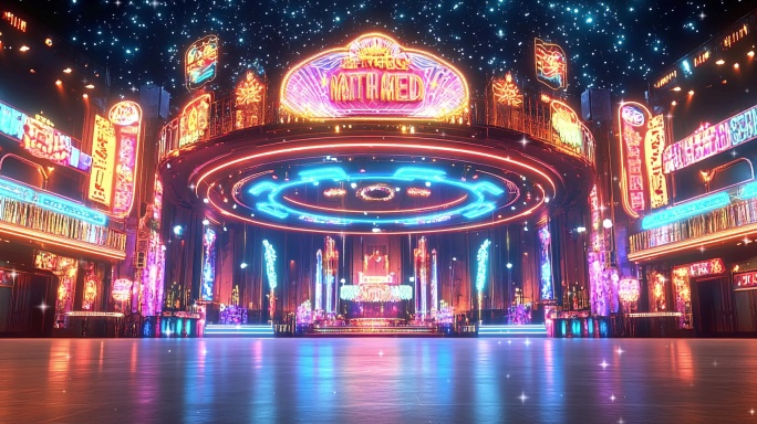 老上海舞厅百乐门夜上海舞台背景6K