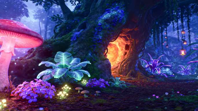 梦幻发光蘑菇森林