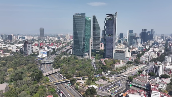 墨西哥城城市高楼建筑天际线航拍风光
