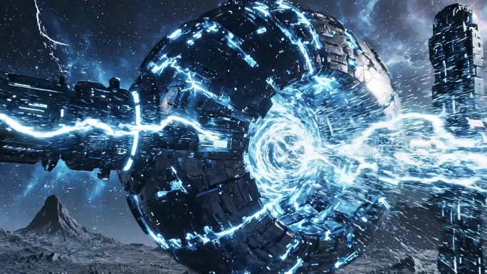 蓝色能量球爆炸