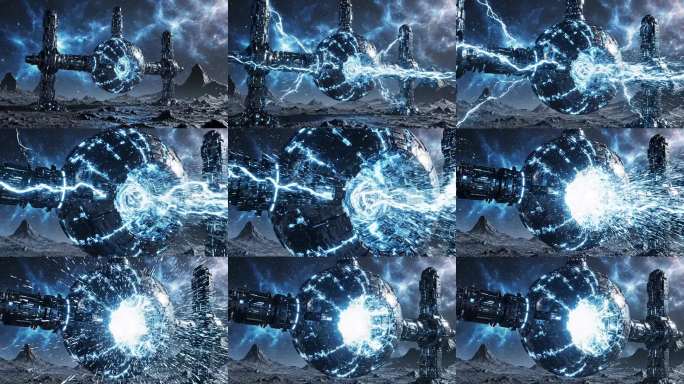 蓝色能量球爆炸