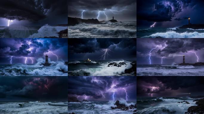 史诗级深海雷暴巨浪闪电震撼背景