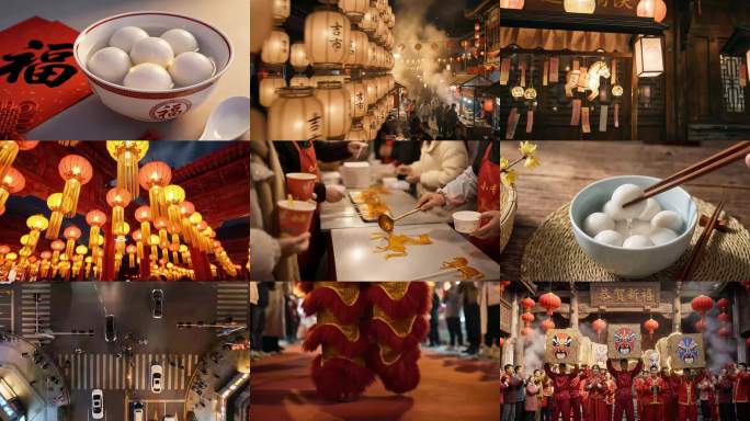 元宵节灯会春节花灯庙会花灯烟花团圆时刻