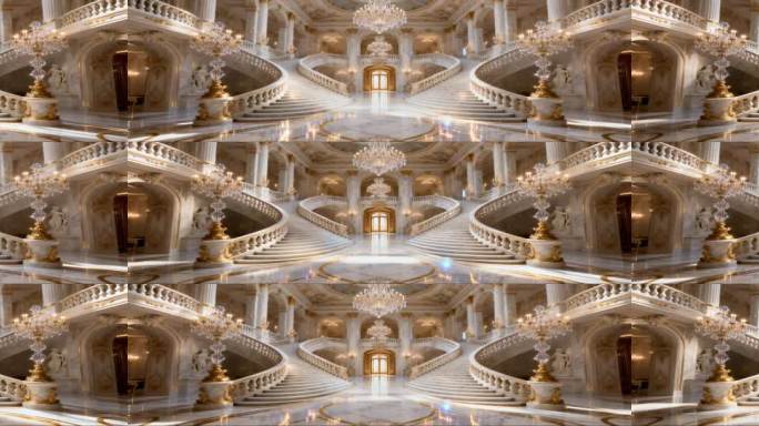 华丽宫殿旋转楼梯欧式奢华建筑内景
