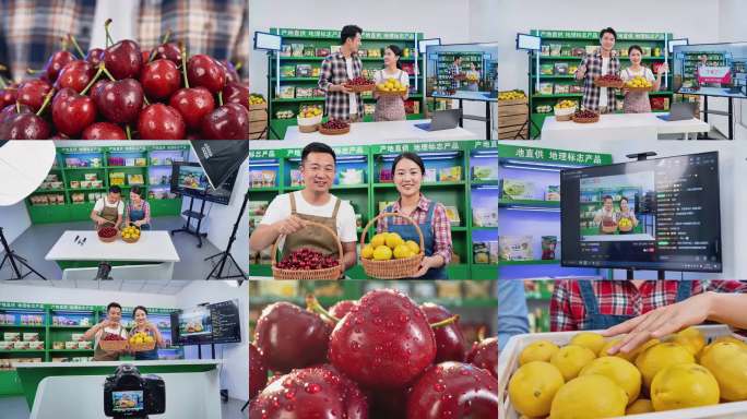 农产品电商直播间实景直播带货高清素材