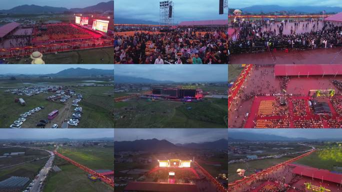 乡村公益演唱会航拍4k
