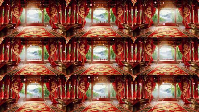 中式红金舞台背景（循环）