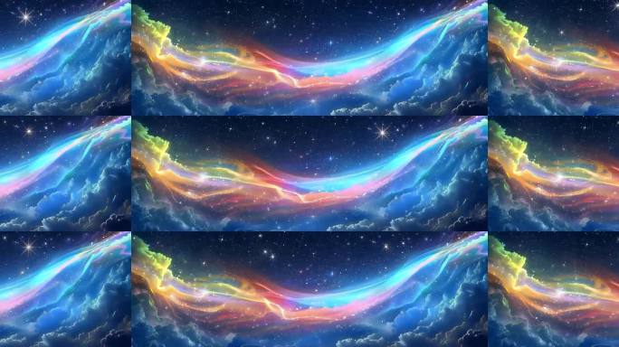 【循环】梦幻星空流光彩虹祥云唯美Vj背景