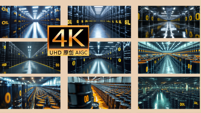 工厂油桶仓库场景 工业石油储存车间动画片