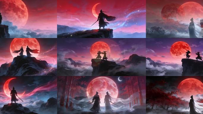 红衣侠客江湖行古风武侠月下对决