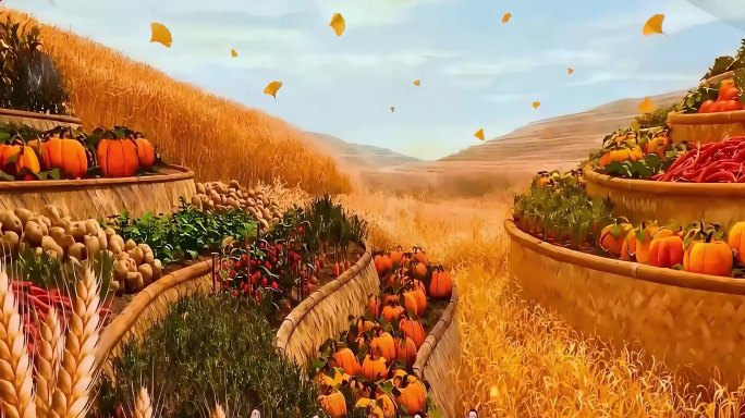 央视春晚歌曲来晒秋舞台背景视频LED大屏